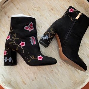 Nanette Lepore Black Embroidered Heeled Boots